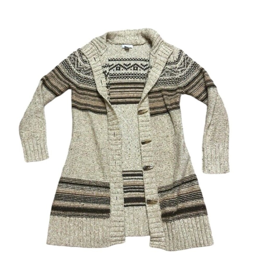 Grandmacore cardigan women's S long cozy faux bone buttons chunky fuzzy warm